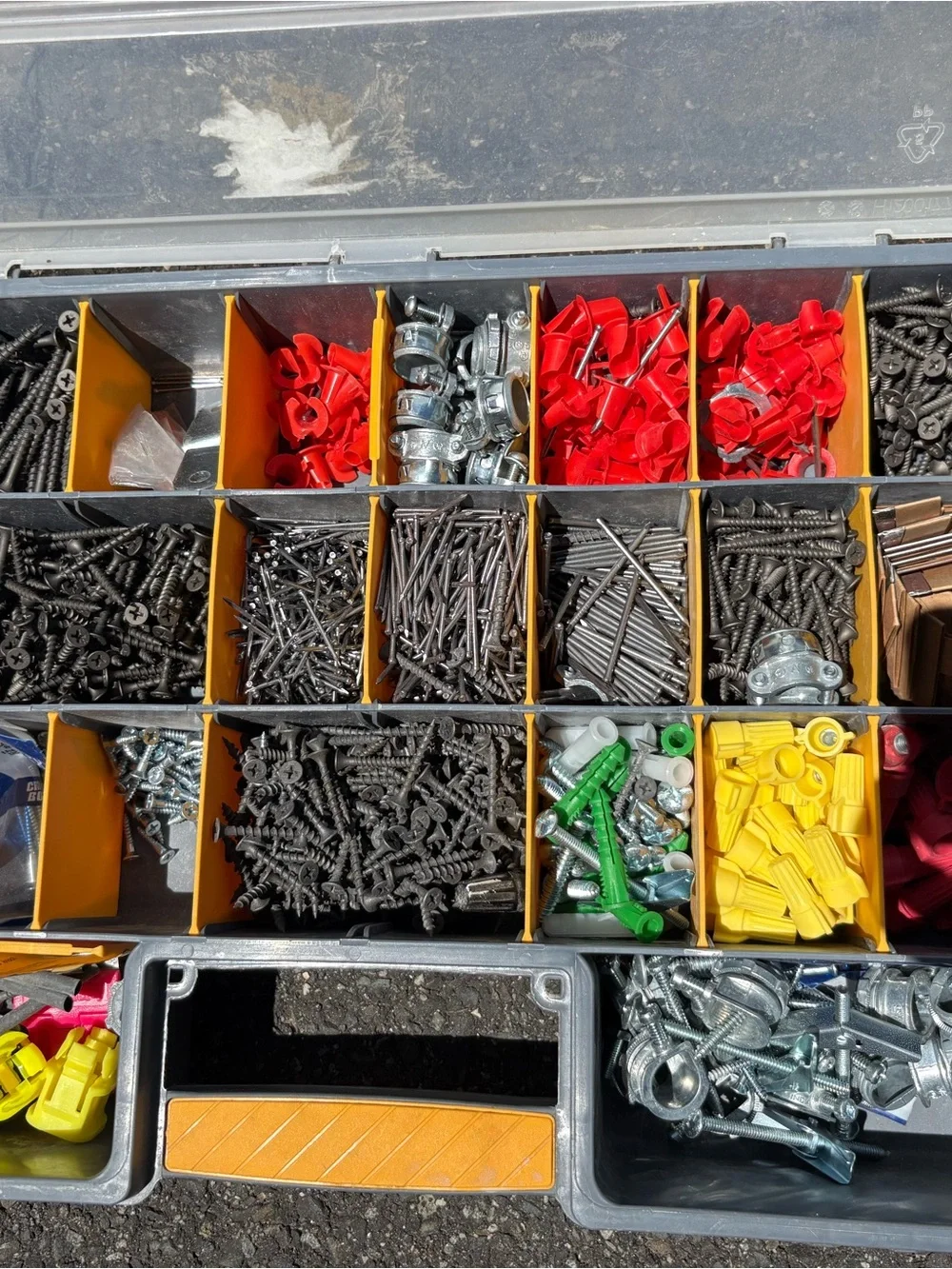 Plastic Compartment Organizer Box with Yellow Accent - Multi-Color